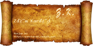 Zám Karád névjegykártya